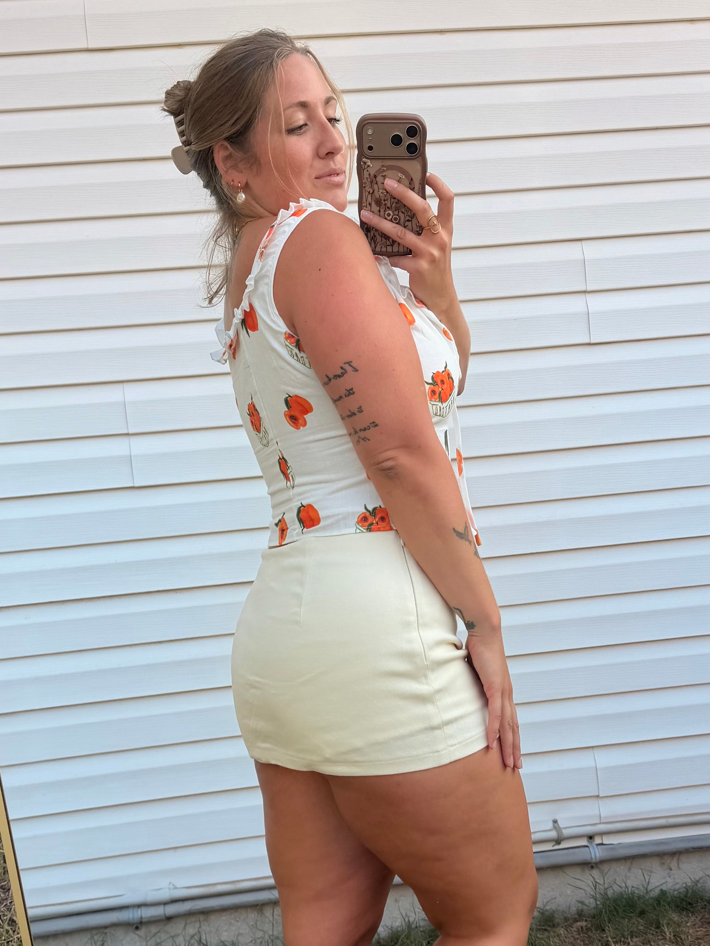 Buttercream Stretch Twill Mini Skort