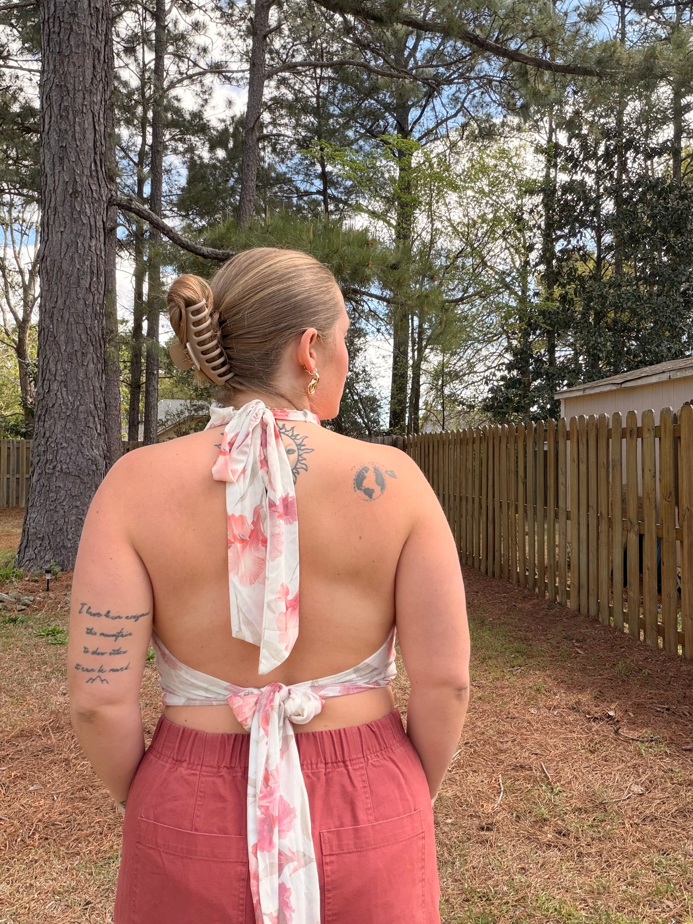 Floral Halter Wrap Top