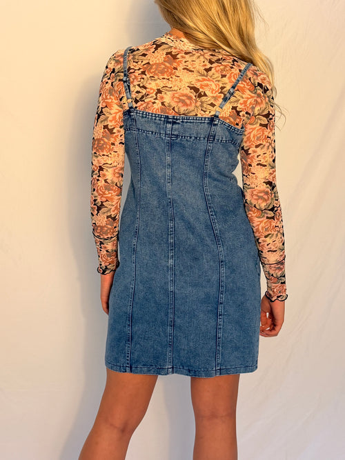 Fitted Washed Western Denim Dress